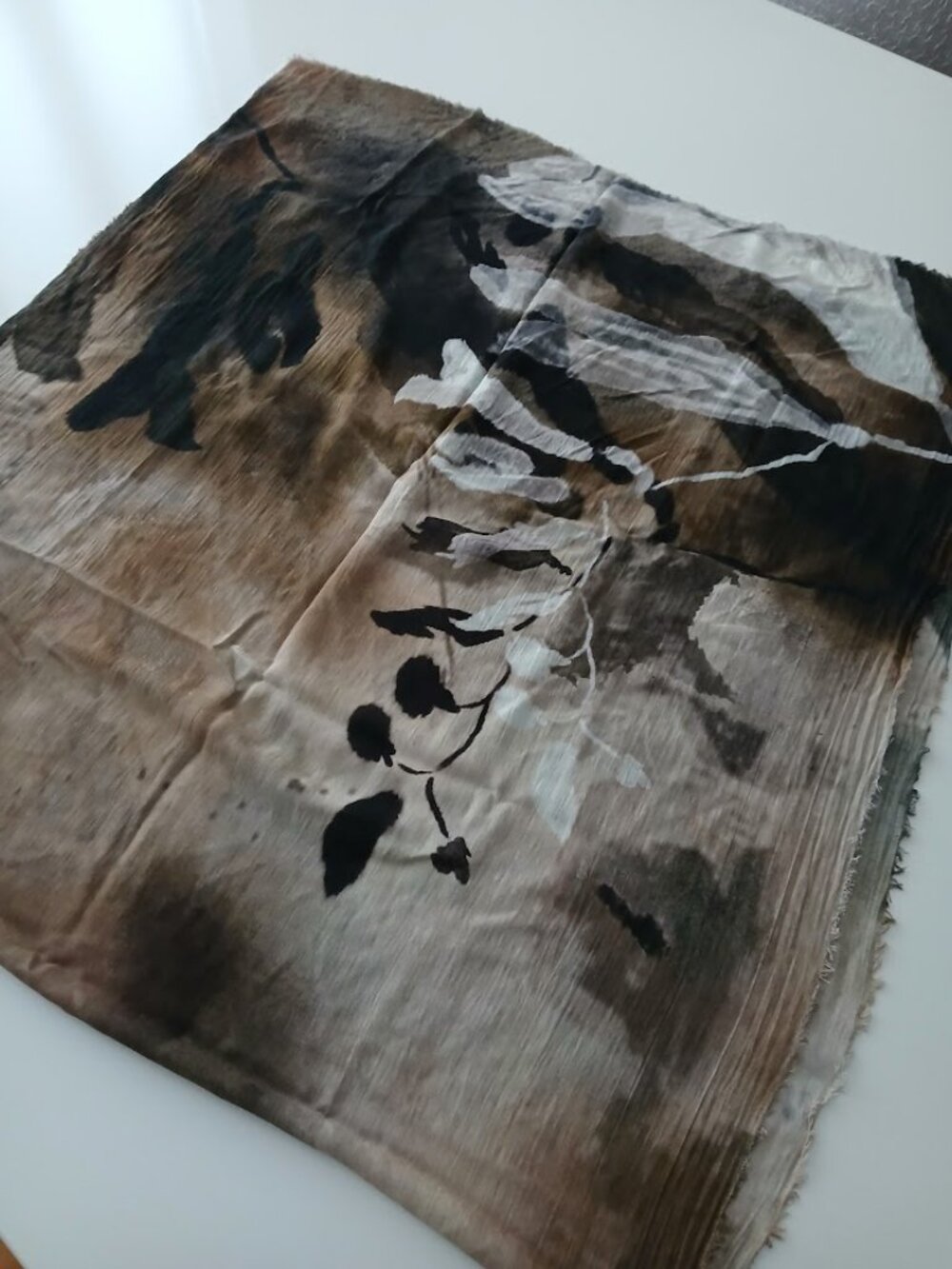 Scarf - Large Brown and Neutral Botanical Print - Picture 2 of 5